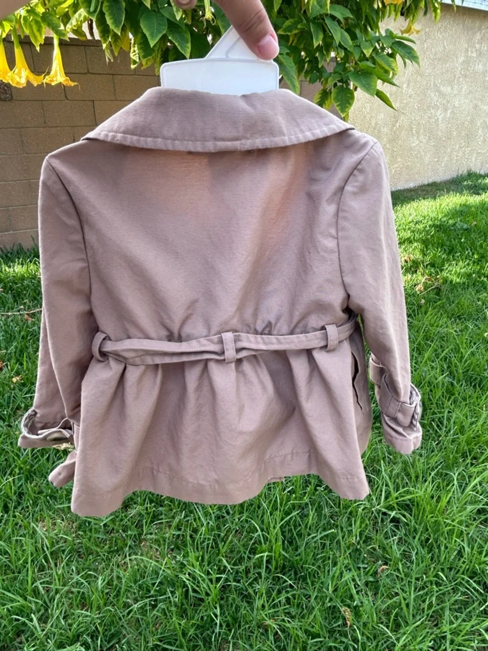 Janie and Jack Girls' Tan Pea Coat with Tie Belt